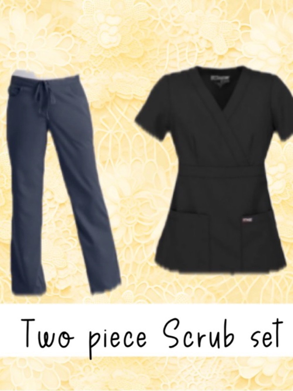(2-piece set) MEDIUM Grey's Anatomy Charcoal Grey Scrubs (top and matching pant)